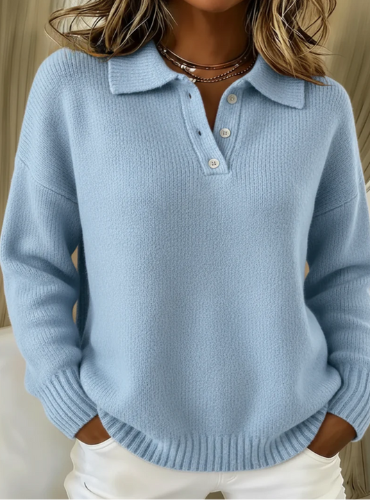 Renee – Cozy Polo Knit Sweater
