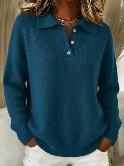 Renee – Cozy Polo Knit Sweater