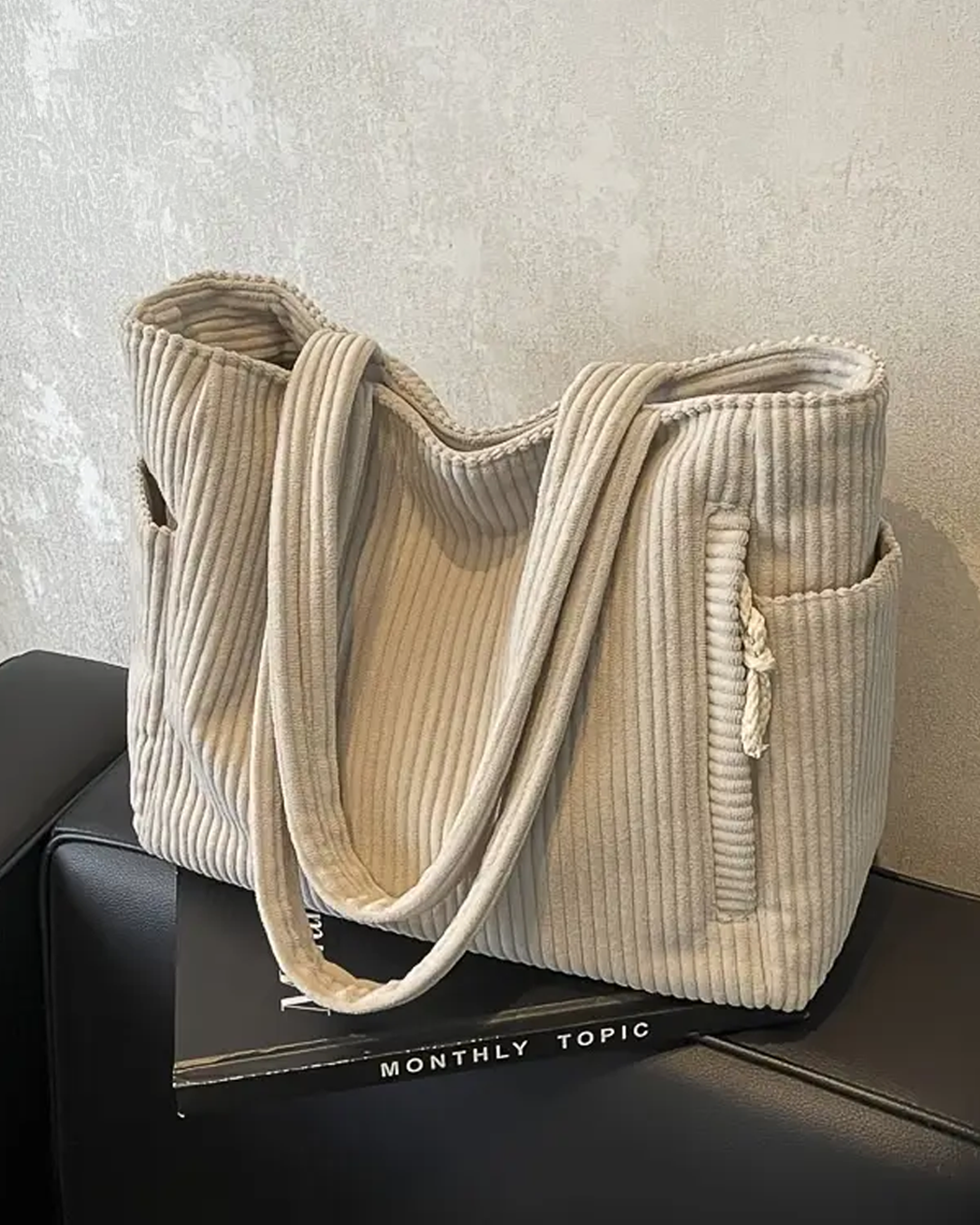 Aria | Ribbed Everyday Tote with Rope Detail