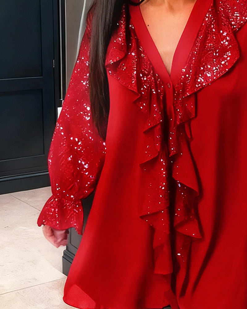 Elise – Flowing Ruffle Sleeve Blouse