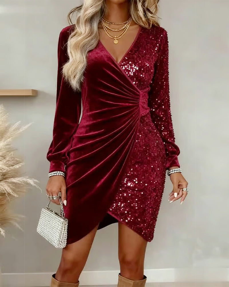 Seraphine – V-Neck Shimmer Midi Dress