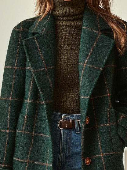 Grace – Classic Plaid Wool Coat