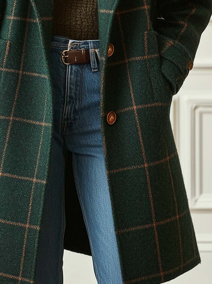 Grace – Classic Plaid Wool Coat